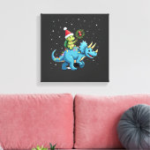 Kerstman Schildpad rijdt op T-Rex rendier kerstlic Canvas Afdruk (Insitu (Woonkamer))