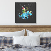 Kerstman Schildpad rijdt op T-Rex rendier kerstlic Canvas Afdruk (Insitu (Slaapkamer))