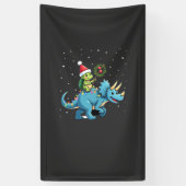 Kerstman Schildpad rijdt op T-Rex rendier kerstlic Spandoek (Verticaal)
