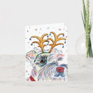Kerstman Schnauzer Notecards Feestdagen Kaart