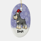 Kerstman Schnauzer (voeg uw huisdiernaam toe) Keramisch Ornament (Rechts)