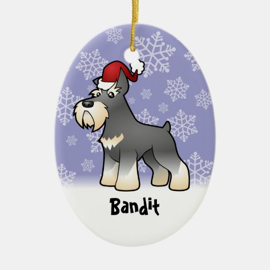Kerstman Schnauzer (voeg uw huisdiernaam toe) Keramisch Ornament (Voorkant)
