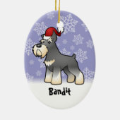 Kerstman Schnauzer (voeg uw huisdiernaam toe) Keramisch Ornament (Achterkant)