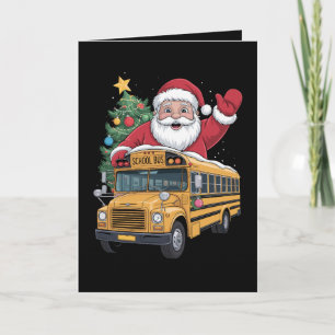 Kerstman Schoolbus Kerstboom Chauffeur Kerstmis Kaart