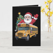 Kerstman Schoolbus Kerstboom Chauffeur Kerstmis Kaart (Gele Bloem)