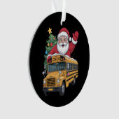Kerstman Schoolbus Kerstboom Chauffeur Kerstmis Ornament (voorkant)