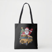 Kerstman Schoolbus Kerstboom Chauffeur Kerstmis Tote Bag (Voorkant)