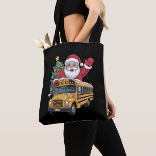 Kerstman Schoolbus Kerstboom Chauffeur Kerstmis Tote Bag