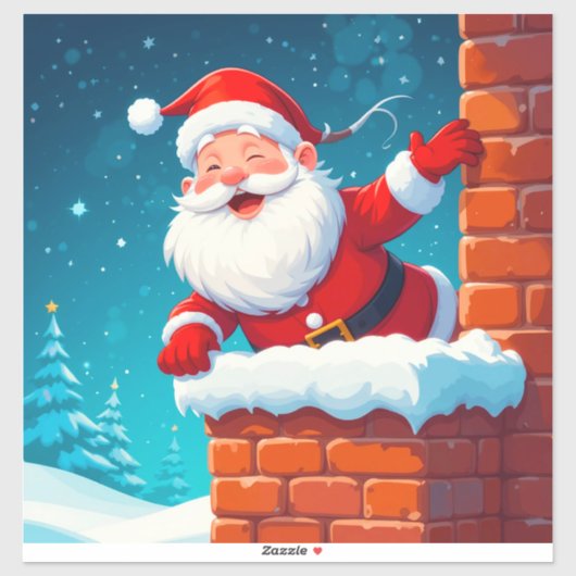 Kerstman Schoorsteen Kerststicker Sticker (Vel)