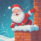 Kerstman Schoorsteen Kerststicker Sticker (Voorkant)