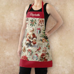 kerstman schort<br><div class="desc">Feestelijk Vintage Kerst schort versierd met ouderwets kerstpatroon! Personaliseer het voor een leuk kerstcadeau. Ontworpen voor u door Blackberry Boulevard.</div>