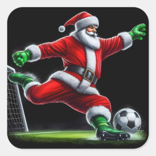 Kerstman scoort op kerstavond Voetbal! Vierkante Sticker