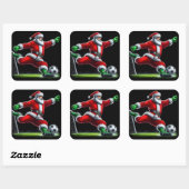Kerstman scoort op kerstavond Voetbal! Vierkante Sticker (Vel)