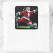Kerstman scoort op kerstavond Voetbal! Vierkante Sticker (Tas)