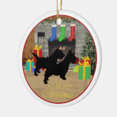 Kerstman Scottie Hond Ornament (Links)