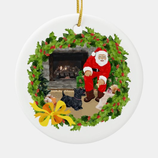 Kerstman Scottie Hond Ornament (Voorkant)