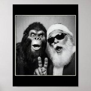Kerstman Selfie Bigfoot Kerst Grappig Sasquat Poster