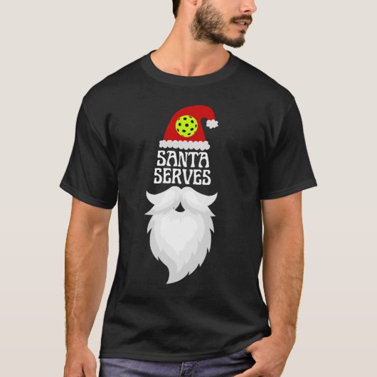 Kerstman serveert Pickleball - Kerstmis Pickleball T-shirt (Voorkant)