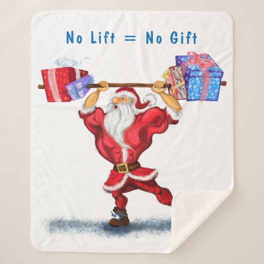 Kerstman: Sherpa Blanket Gift Bodybuilder Santa Deken (Voorkant)