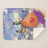 Kerstman: Sherpa Blanket Gift Happy Reindeer Deken (Voorkant (horizontaal))