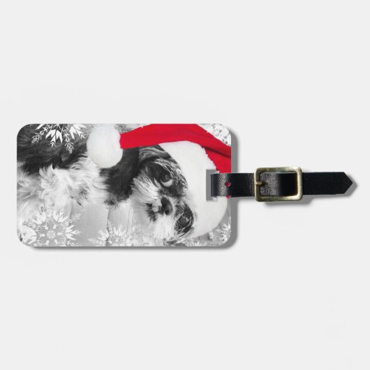 Kerstman Shih Tzu Bagagelabel (Voorkant horizontaal)