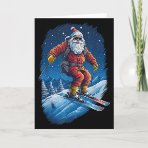 Kerstman shreddert de pistes Kerstman Skiën Kerst Kaart