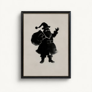 Kerstman Silhouet Muurposter Poster