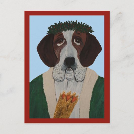 Kerstman Sint Bernard Briefkaart (Voorkant)