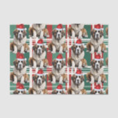 Kerstman Sint Bernard Honden Geruite Kerstmis Tissuepapier (Voorkant)