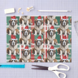 Kerstman Sint Bernard Honden Geruite Kerstmis Tissuepapier