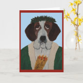 Kerstman Sint Bernard Kaart (Gele Bloem)