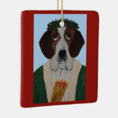 Kerstman Sint Bernard Keramisch Ornament (Rechts)