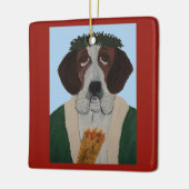 Kerstman Sint Bernard Keramisch Ornament (Links)