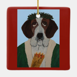 Kerstman Sint Bernard Keramisch Ornament