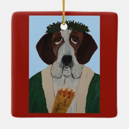 Kerstman Sint Bernard Keramisch Ornament (Achterkant)