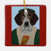 Kerstman Sint Bernard Keramisch Ornament (Voorkant)
