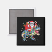 Kerstman Sint op dinosaurus grappige kerstverlicht Magneet (Voorkant / Achterkant)