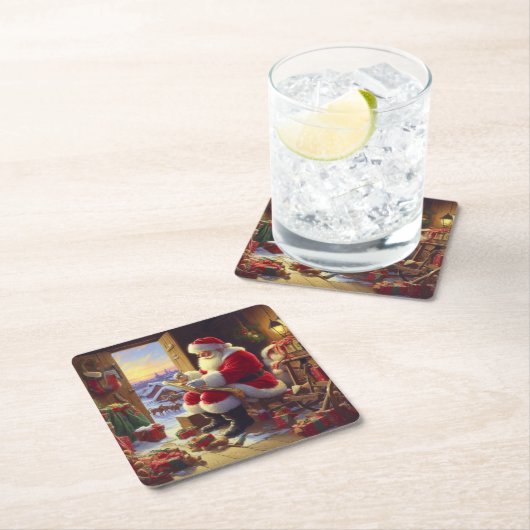 Kerstman Sinterklaas 2 Kartonnen Onderzetters (Insitu)