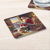 Kerstman Sinterklaas 2 Kartonnen Onderzetters (Schuin)