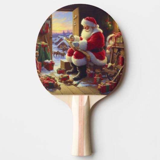 Kerstman Sinterklaas 2 Tafeltennisbatje (Voorkant)