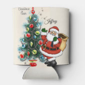 Kerstman Sinterklaas Aangepaste Naam Retro Vibe Blikjeskoeler (Achterkant)