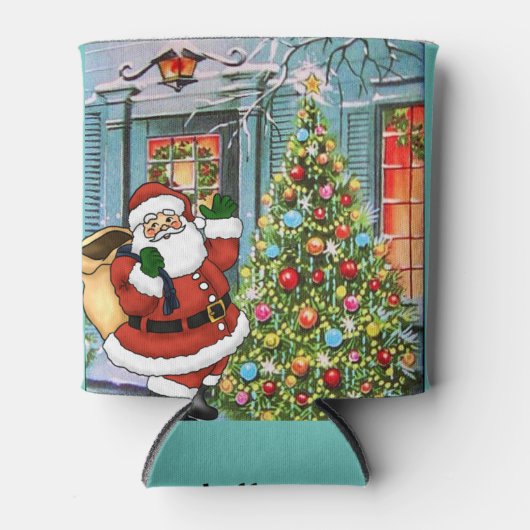 Kerstman Sinterklaas Aangepaste Naam Tall Blikjeskoeler (Voorkant)