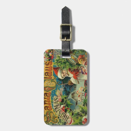 Kerstman Sinterklaas Antiek Kunst Bagagelabel (Voorkant verticaal)