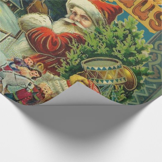 Kerstman Sinterklaas Antiek Kunst Cadeaupapier (Hoek)