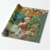Kerstman Sinterklaas Antiek Kunst Cadeaupapier (Uitgerold)
