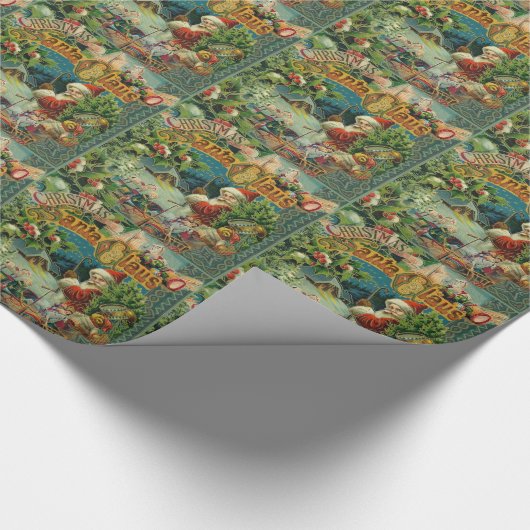 Kerstman Sinterklaas Antiek Kunst Cadeaupapier (Hoek)