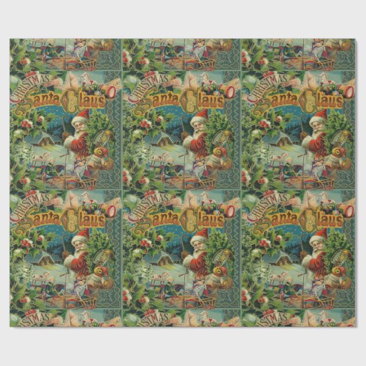 Kerstman Sinterklaas Antiek Kunst Cadeaupapier (Vlak)