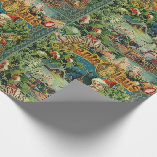 Kerstman Sinterklaas Antiek Kunst Cadeaupapier (Hoek)