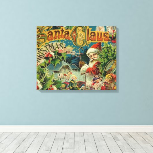 Kerstman Sinterklaas Antiek Kunst Canvas Afdruk (Insitu (Houten vloer))