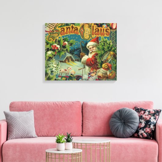 Kerstman Sinterklaas Antiek Kunst Canvas Afdruk (Insitu (Woonkamer))